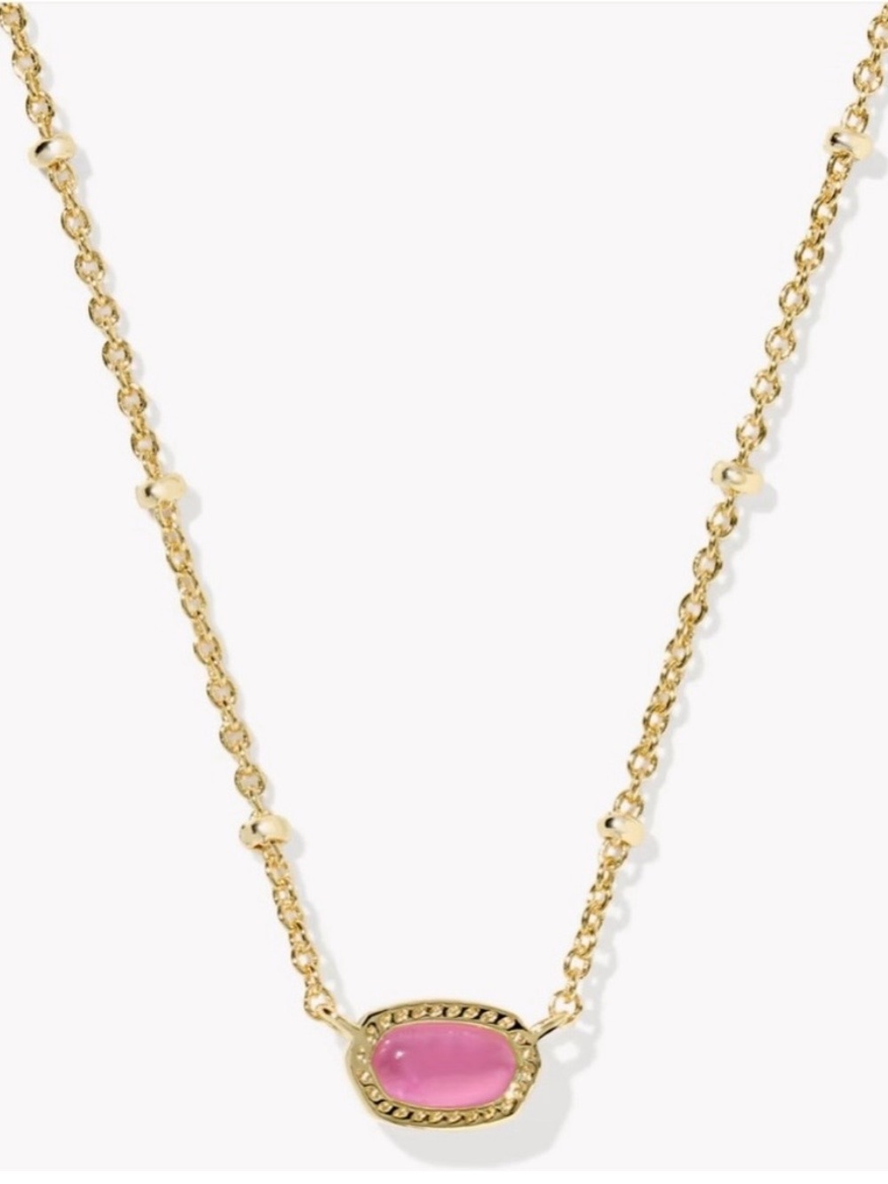 Mini Elisa Gold Satellite Short Pendant Necklace in Pink